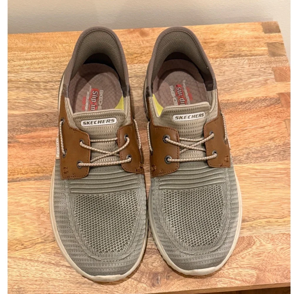 Skechers Delson 3.0 Roth Hands Free Slip-ins Boat Shoe Mens 10.5 Taupe 210606W